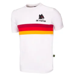 AS Roma T-shirts & Polo*retro striped T-shirt and Lupetto logo, Adult, White