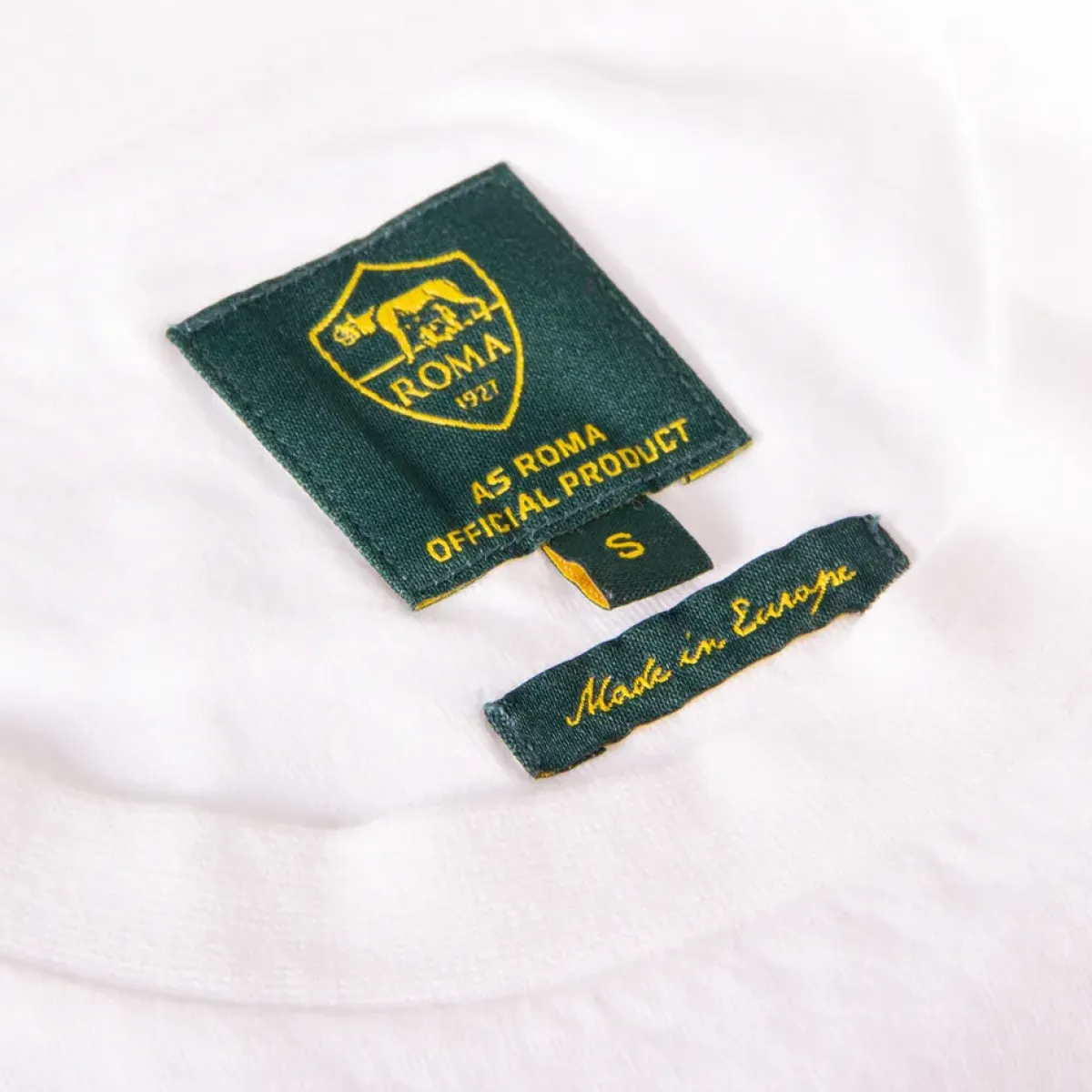 AS Roma T-shirts & Polo*retro striped T-shirt and Lupetto logo, Adult, White