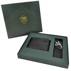 AS Roma Wallets|Keychains*ASR Leather Wallet and Keychain Gift Set, Black