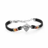 AS Roma Jewellery*Bracelet with central plaque logo in hypoallergenic steel and adjustable fabric cord black