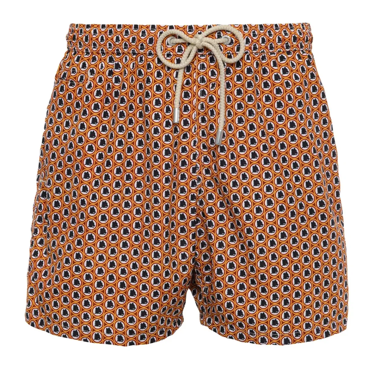 AS Roma Beach & Pool|Beachwear*Saint Barth Wolf Cub Logo Swimsuit Micro Fantasy, Man, Orange