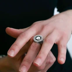 AS Roma Jewellery*Signet Ring X Nove25 Round Lupa Seal, Unisex, Sterling Silver