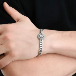 AS Roma Jewellery*Snake Chain Bracelet X Nove25 Lupa, Unisex, Sterling Silver