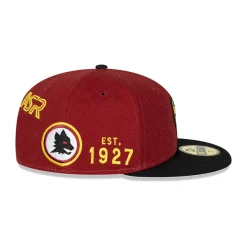 Women AS Roma Caps|Caps*Two-tone cap Limited Edition Crest logo 59Fifty New Era X , Adult, Red